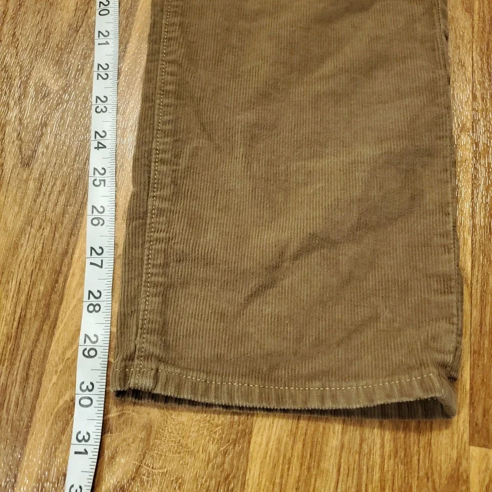 J Crew Corduroy Pants Men 34x32 Brown Straight Fit Chino Stretch Preppy‎